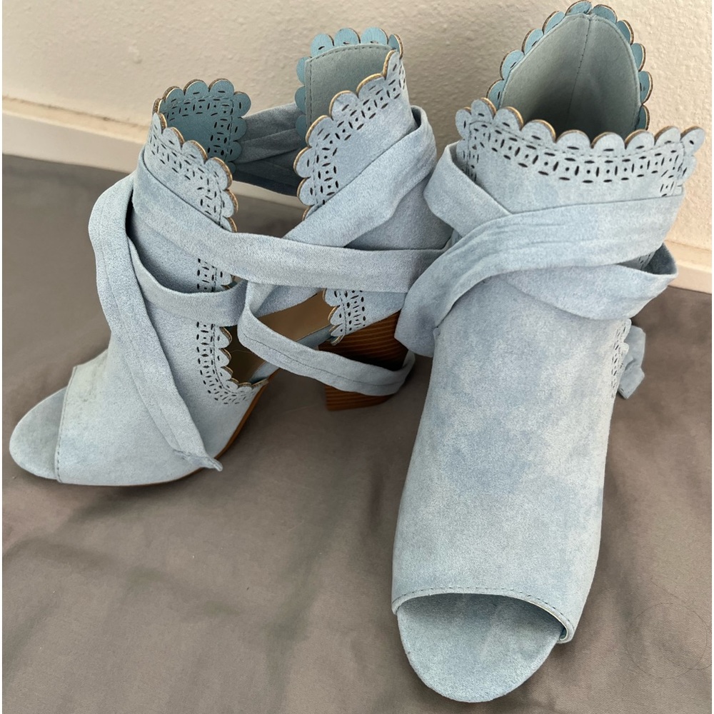 Justfab blue suede booties!
